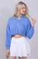 Simply Southern Womens Johnny Collar Cropped Hoodie for Women in Pool