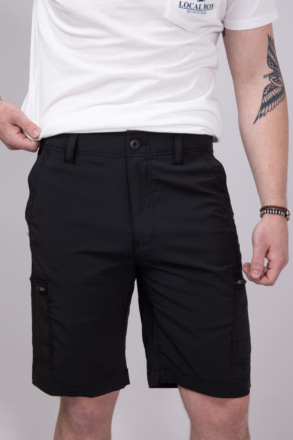 WearFirst 10" Zipper Pocket Cargo Shorts in Black