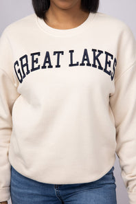 1897 Active Great Lakes Fleece Sweatshirt for Women in Cream/Navy