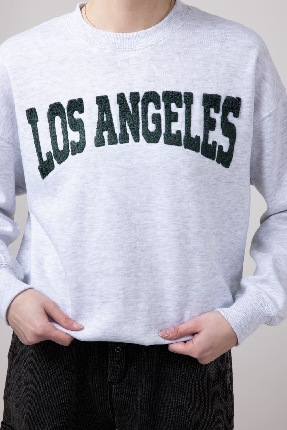 1897 Active Los Angeles Chenille Patched Fleece Crewneck for Women in Ice Grey