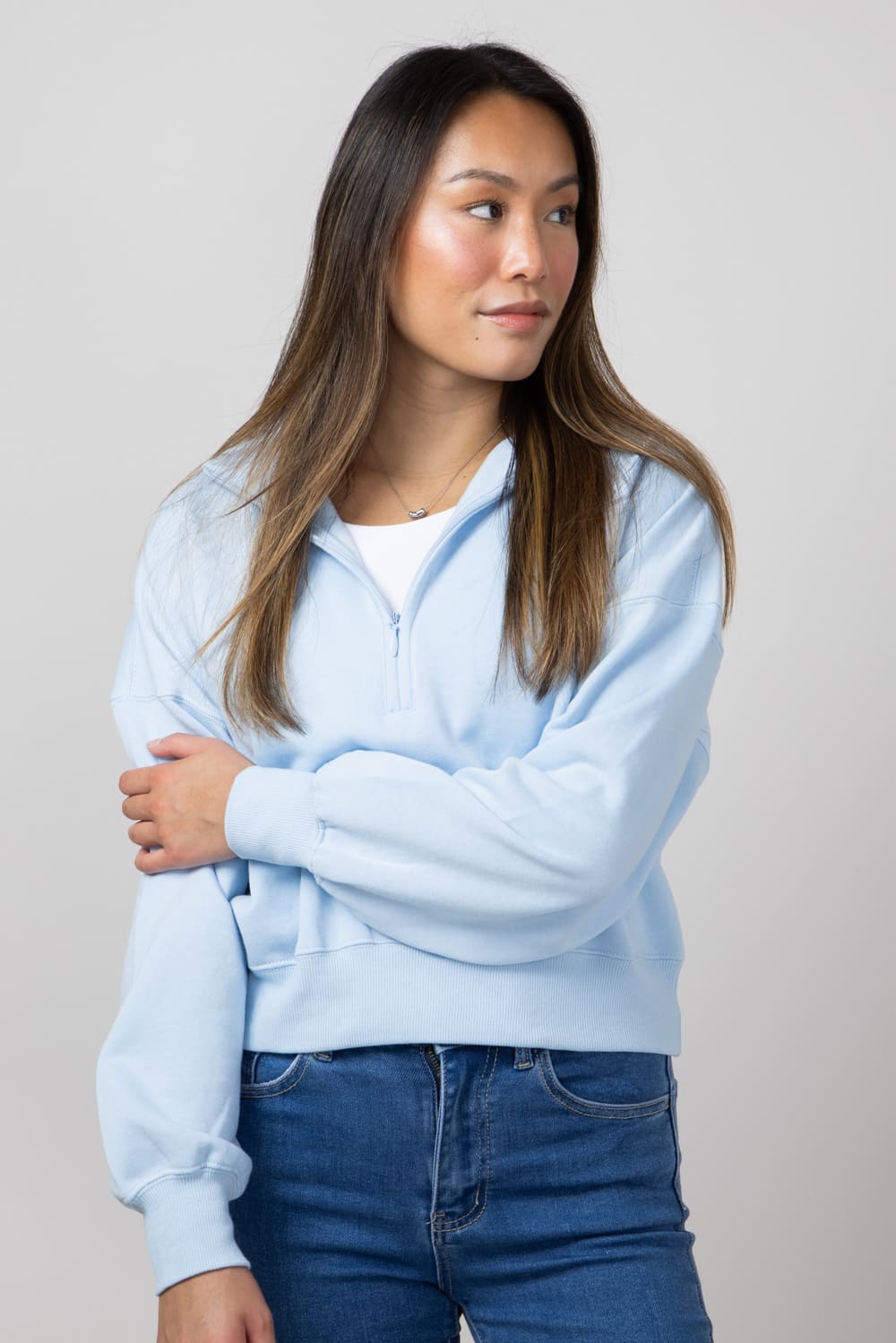 1897 Active ¼ Zip Mock Neck Pullover for Women in Blue