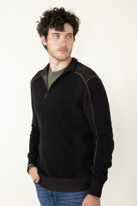 1897 Original 1/4 Zip Mock Neck Sweater for Men in Black