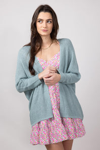 Shaker Stitch Cardigan for Women in Sea Green