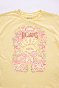 Billabong Youth Never Grow Up Oversized Graphic T-Shirt for Girls in Yellow