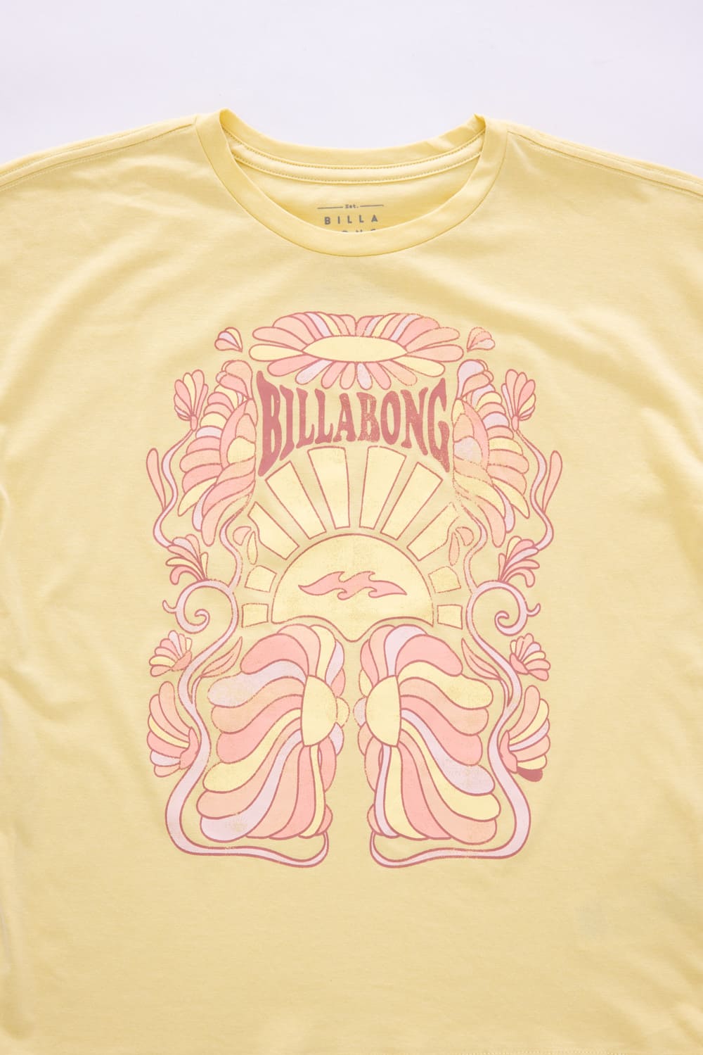 Billabong Youth Never Grow Up Oversized Graphic T-Shirt for Girls in Yellow