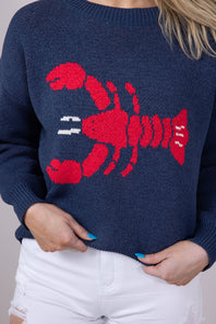 Bailey Rose Lobster Knit Sweater for Women in Navy