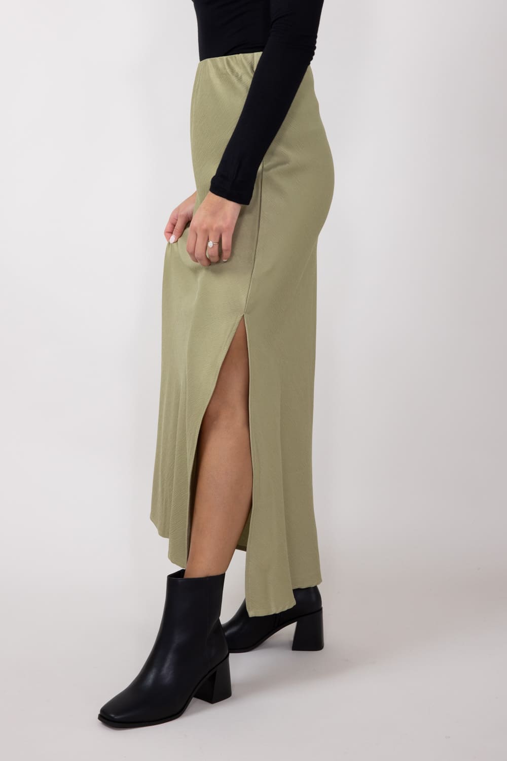 Bias Maxi Skirt for Women in Olive