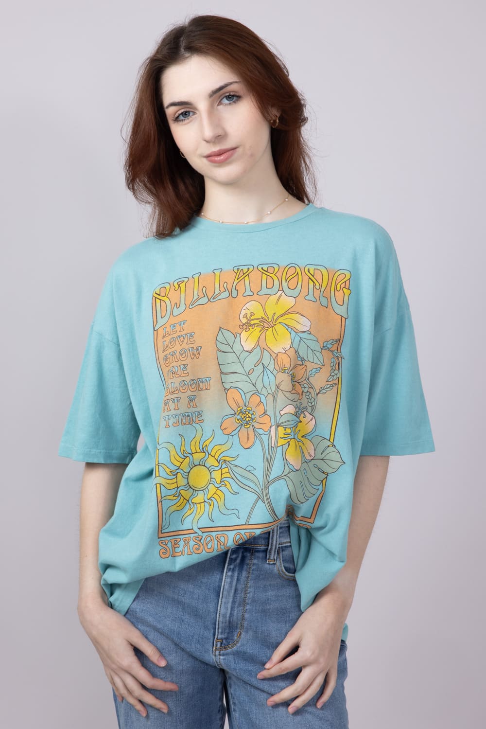 Billabong Daylight Blooms Oversized Graphic T-Shirt for Women in Blue