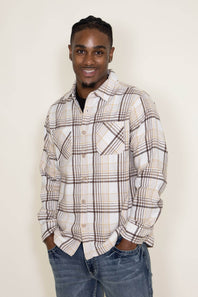 Brooklyn Cloth Heavy Flannel Shacket for Men in Cream