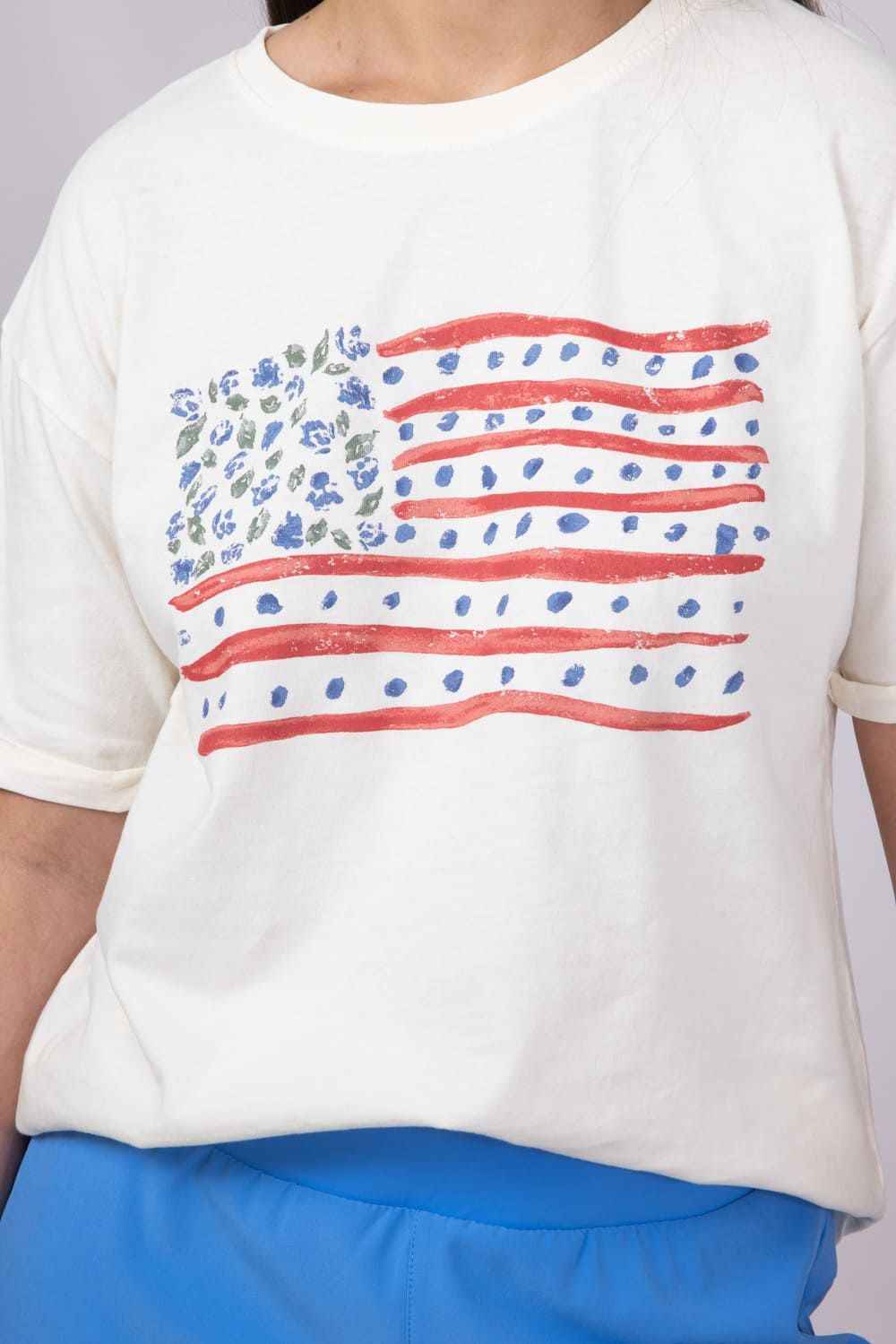 C&C California Melissa Sunwashed Flag Girlfriend T-Shirt for Women in White