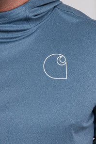 Carhartt Force Sun Lightweight Logo Long Sleeve Hooded Graphic T-Shirt for Men in Blue