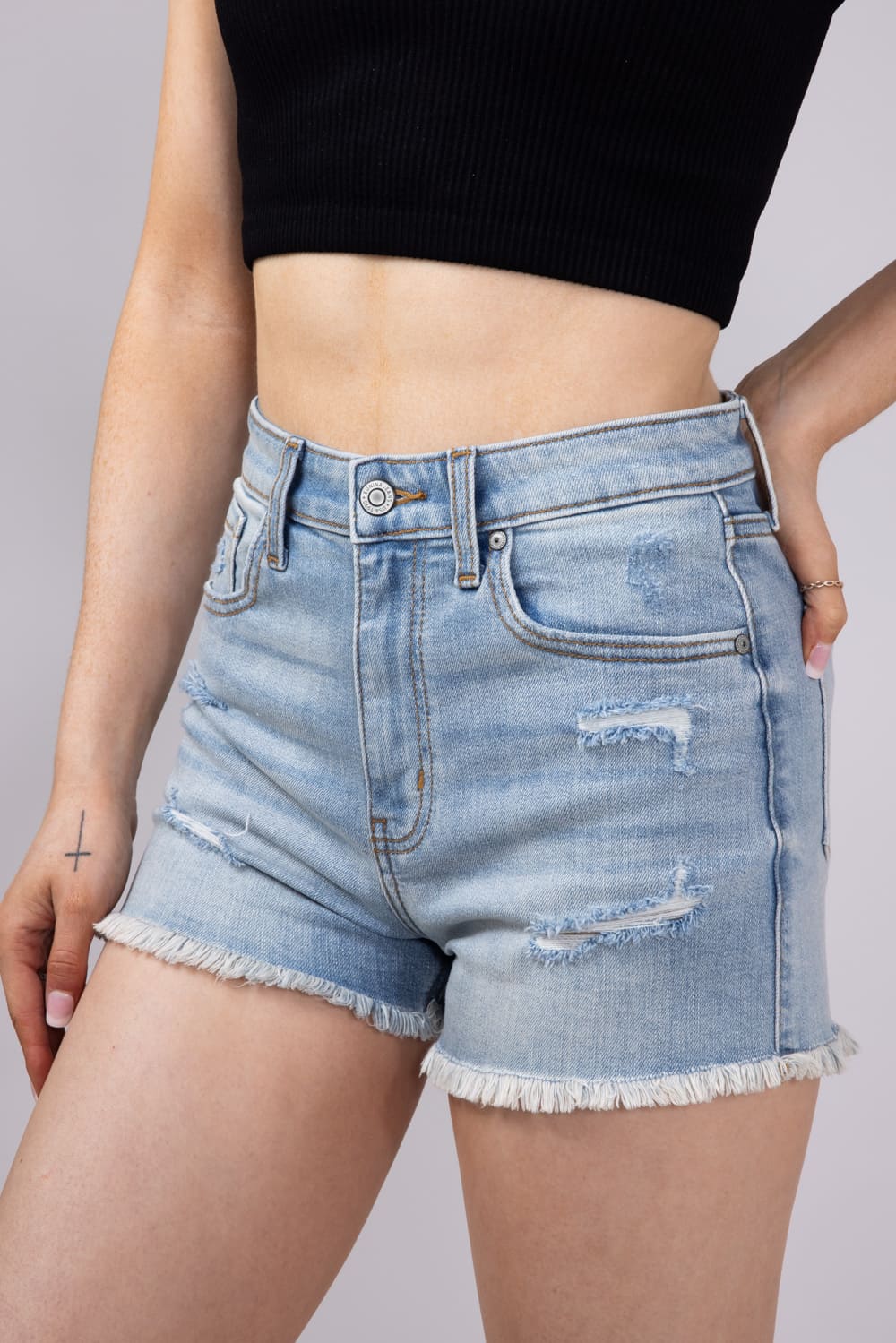 Eunina Lulu Super High Rise Cut Off Denim Shorts for Women