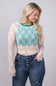 Floral Lace Sheer Scoop Neck Layering Top for Women in White