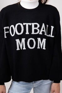 Football Mom Sweater for Women in Black Cream