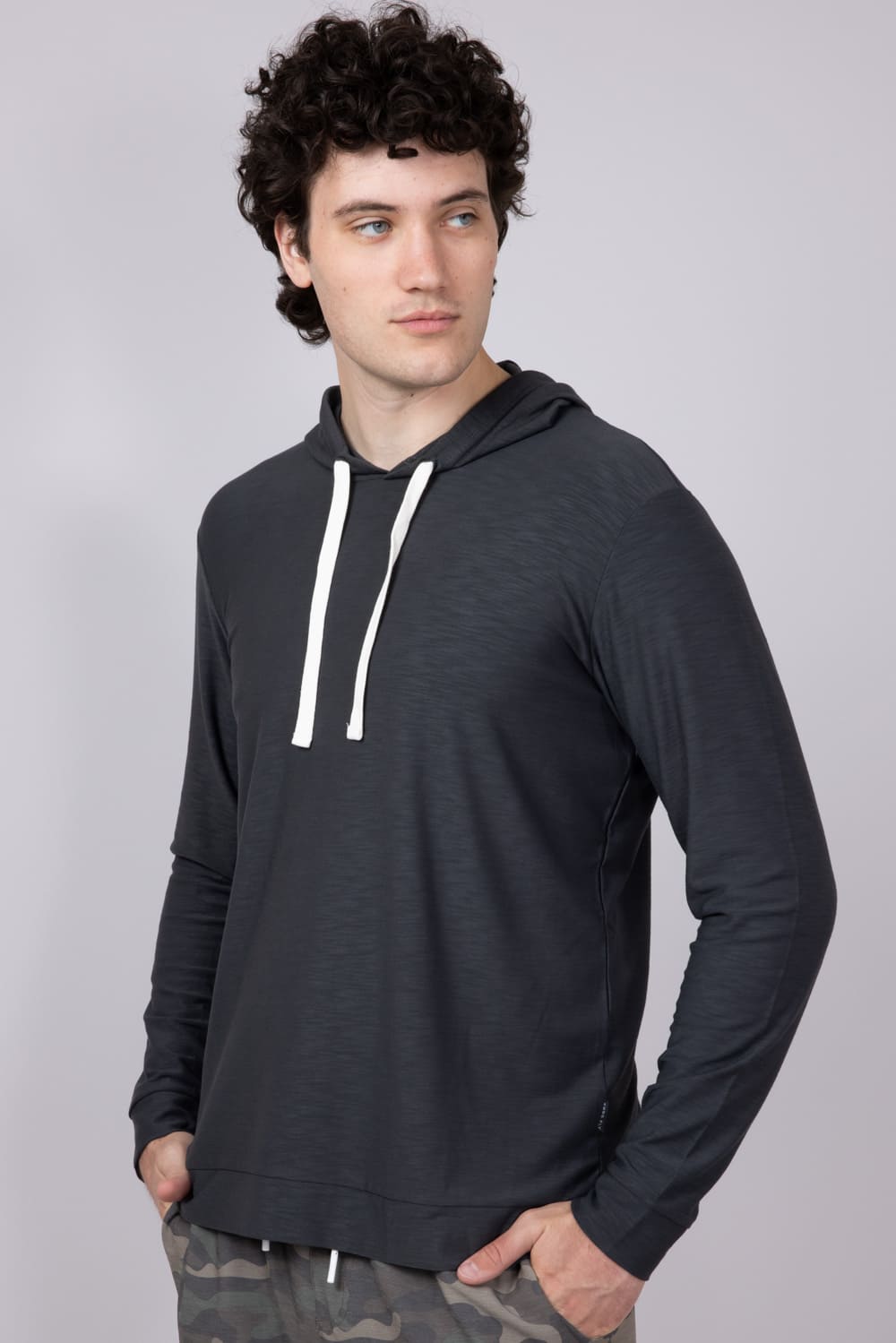 Free Fly Bamboo Slub Hoodie II for Men in Black Sand