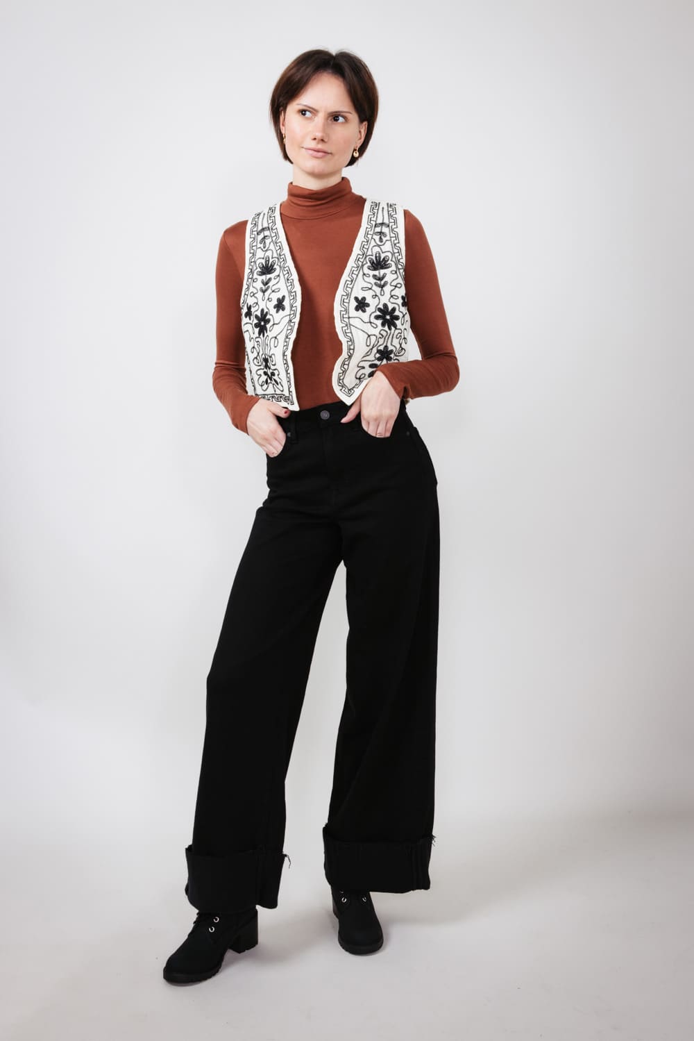 Hidden High Rise Clean Stretch Wide Leg Jeans for Women in Black