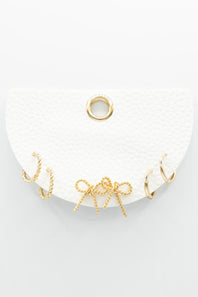 Three Pair Huggie Bow Earrings in Gold