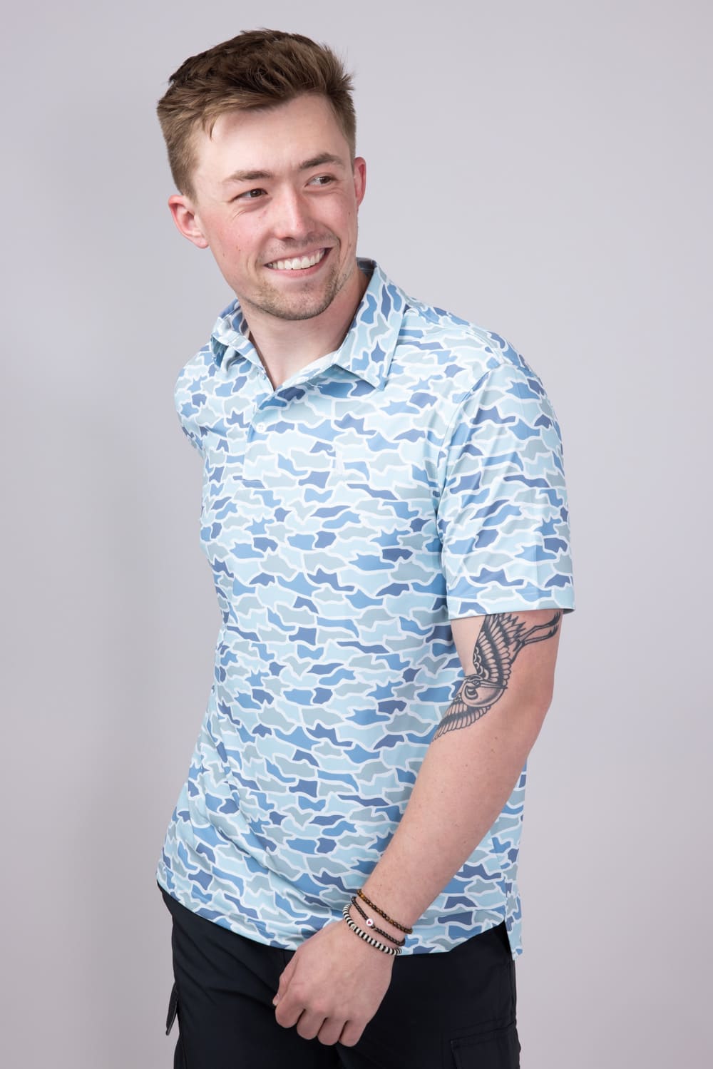 Local Boy Dirty Murtle Camo Polo Shirt for Men in Blue