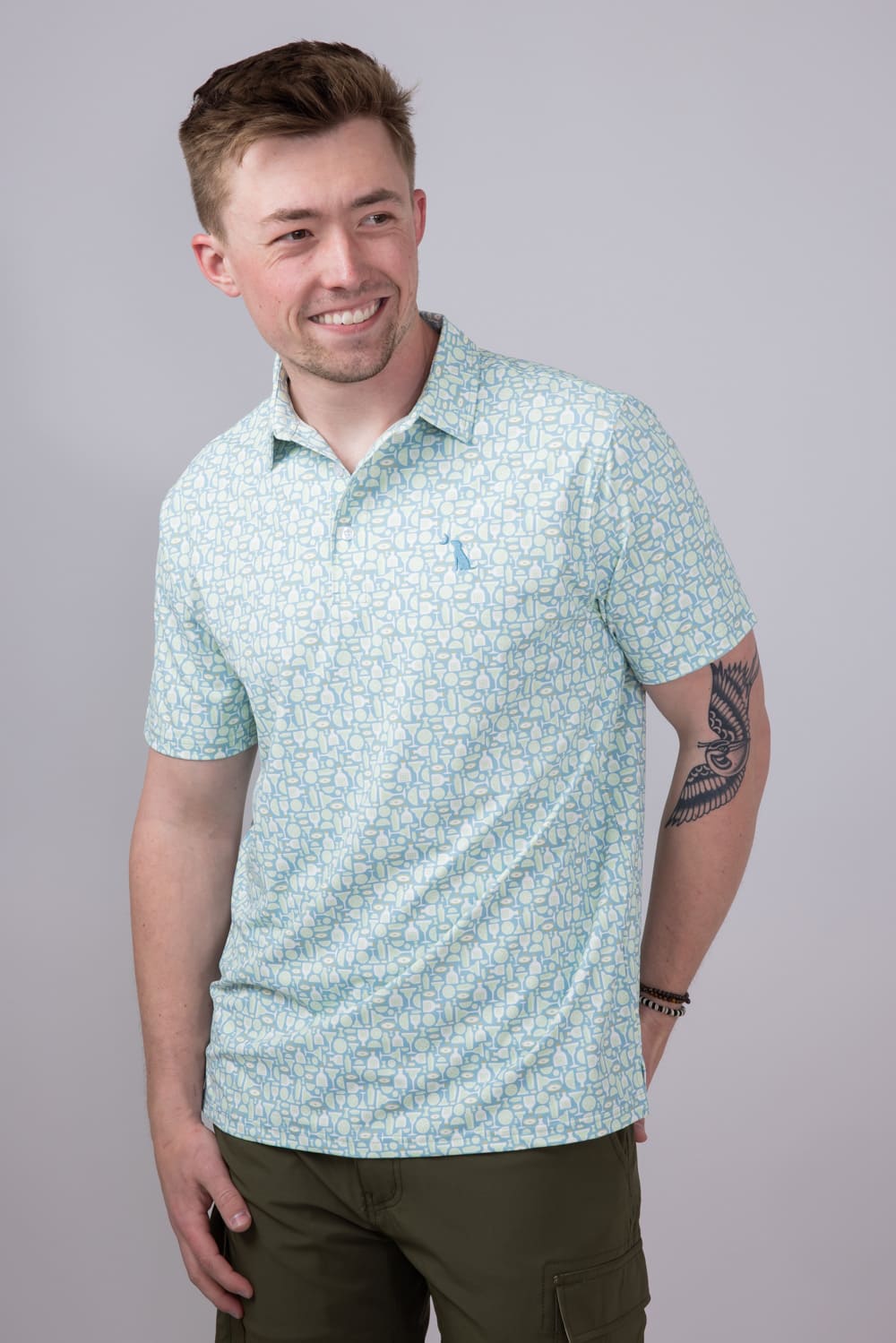 Local Boy Dirty Murtle Margarita Polo Shirt for Men in Blue Green