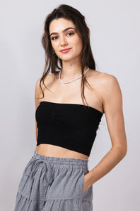 Love Tree Ruching Tube Top for Women in Black