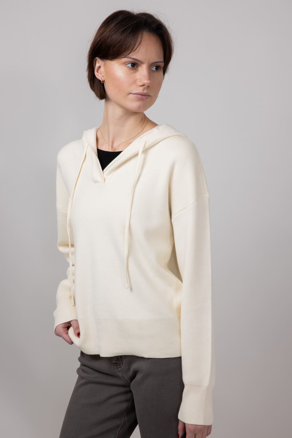 Thread & Supply Lyndon Hooded Sweater for Women in Ivory