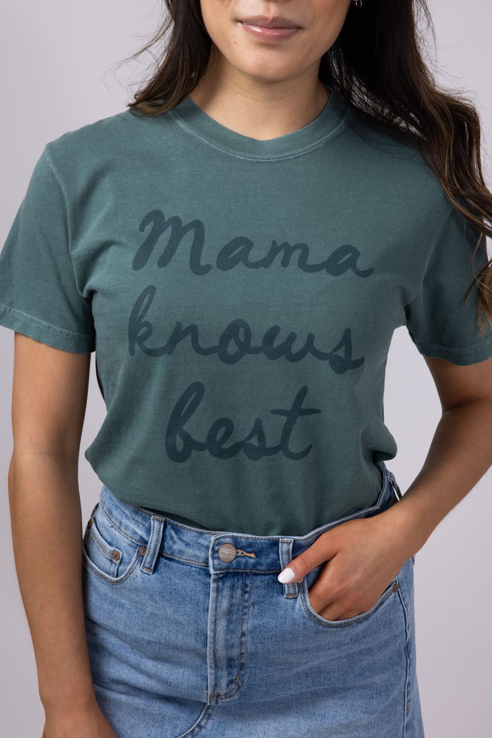 Mama Knows Best T-Shirt for Women in Green