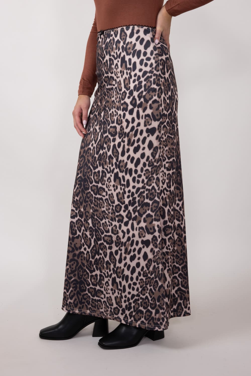 Leopard Print Maxi Skirt for Women in Animal Print