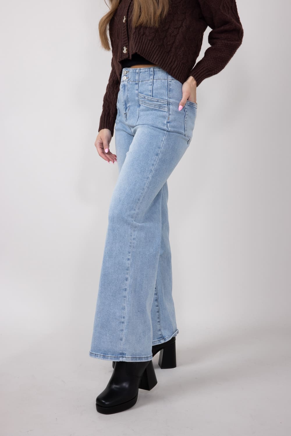 Mica High Rise Wide Leg Jeans for Women in Light Wash