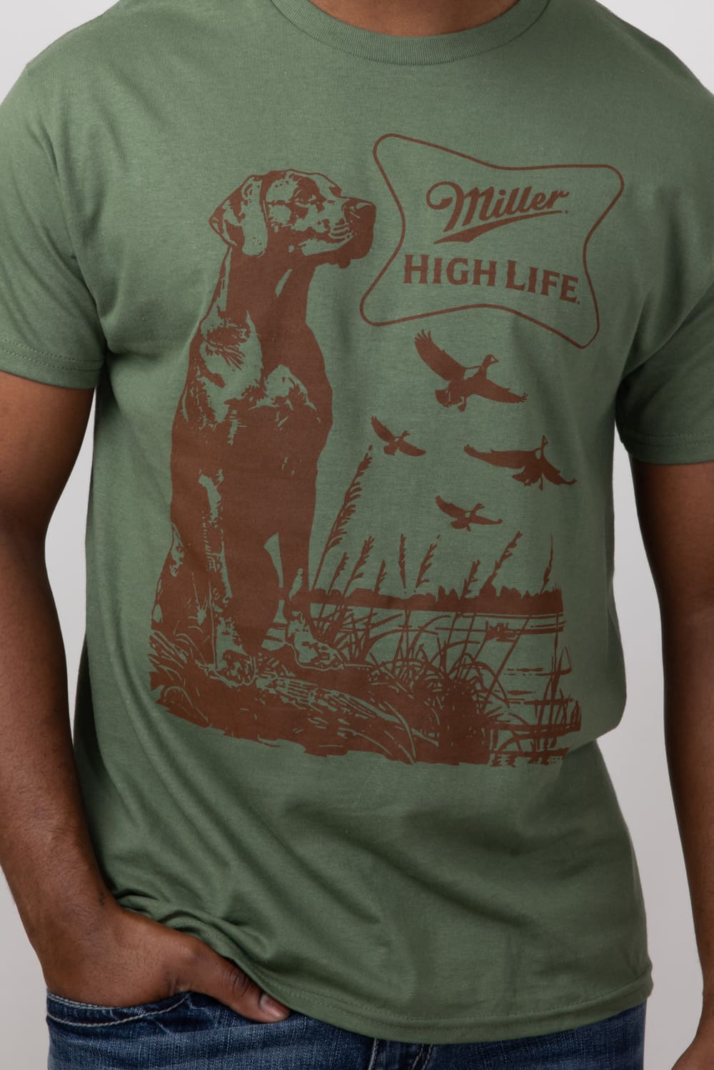 Miller Wildlife Dogs and Ducks T-Shirt for Men in Green