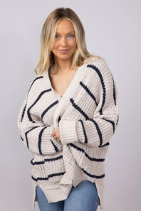 Miracle Sweater Cardigan for Women in Beige/Blue