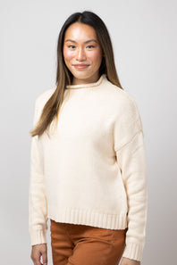 Mock Neck Sweater for Women in Natural
