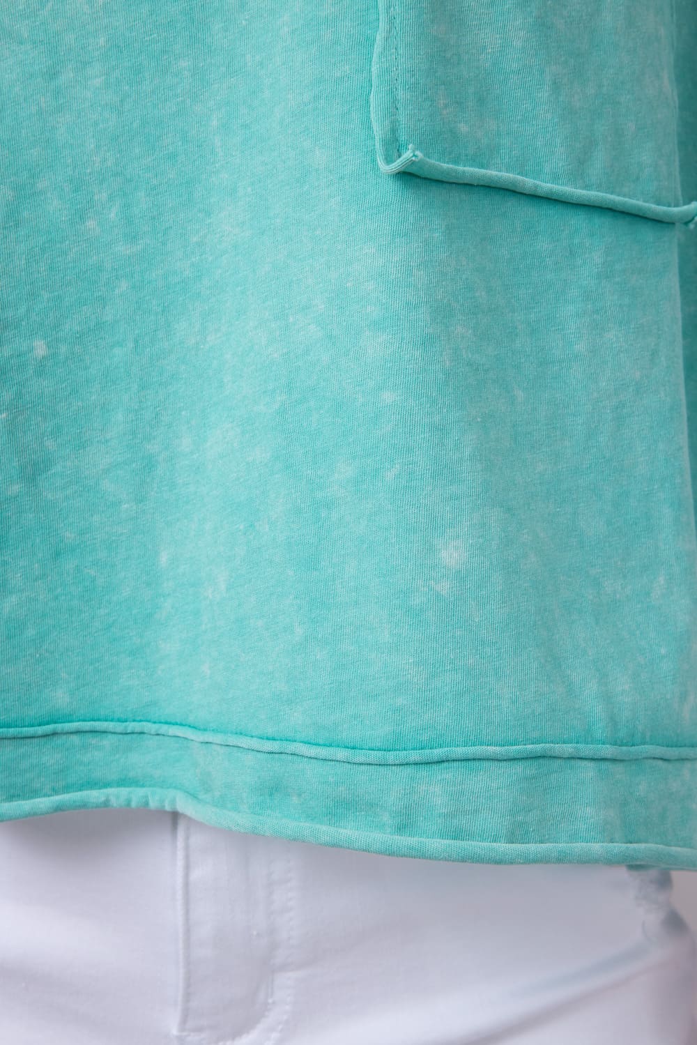 Oversized Cropped Mineral Wash Knit T-Shirt for Women in Paradise Green