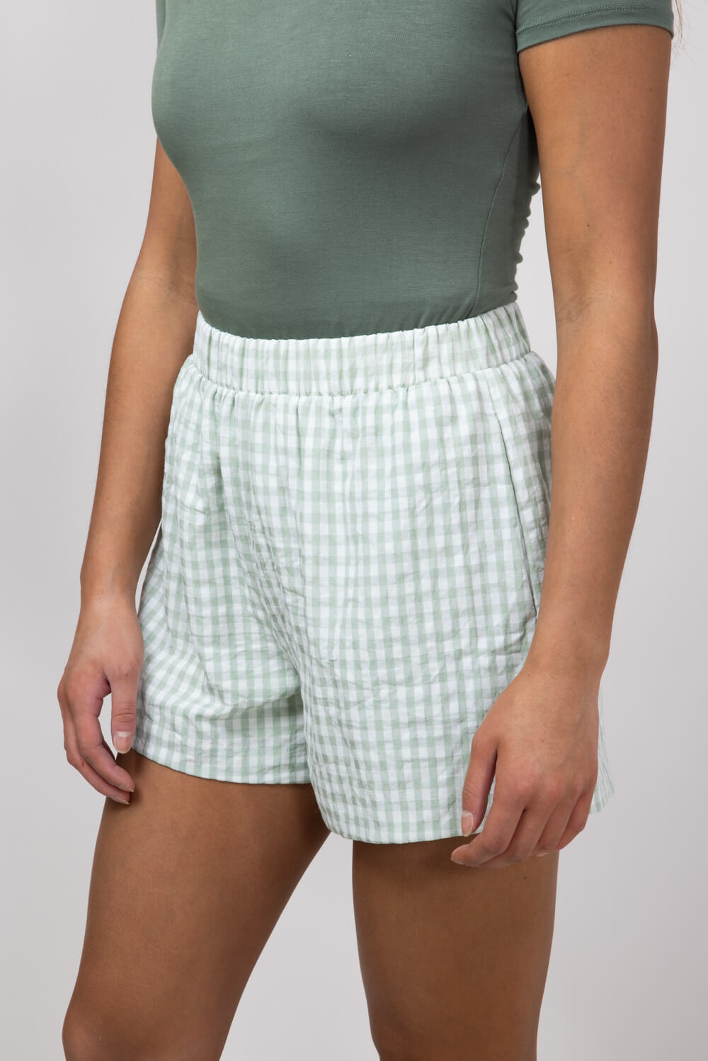 Plaid Boxer Lounge Shorts for Women in Green