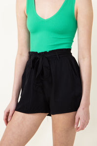 Paperbag Shorts for Women in Black