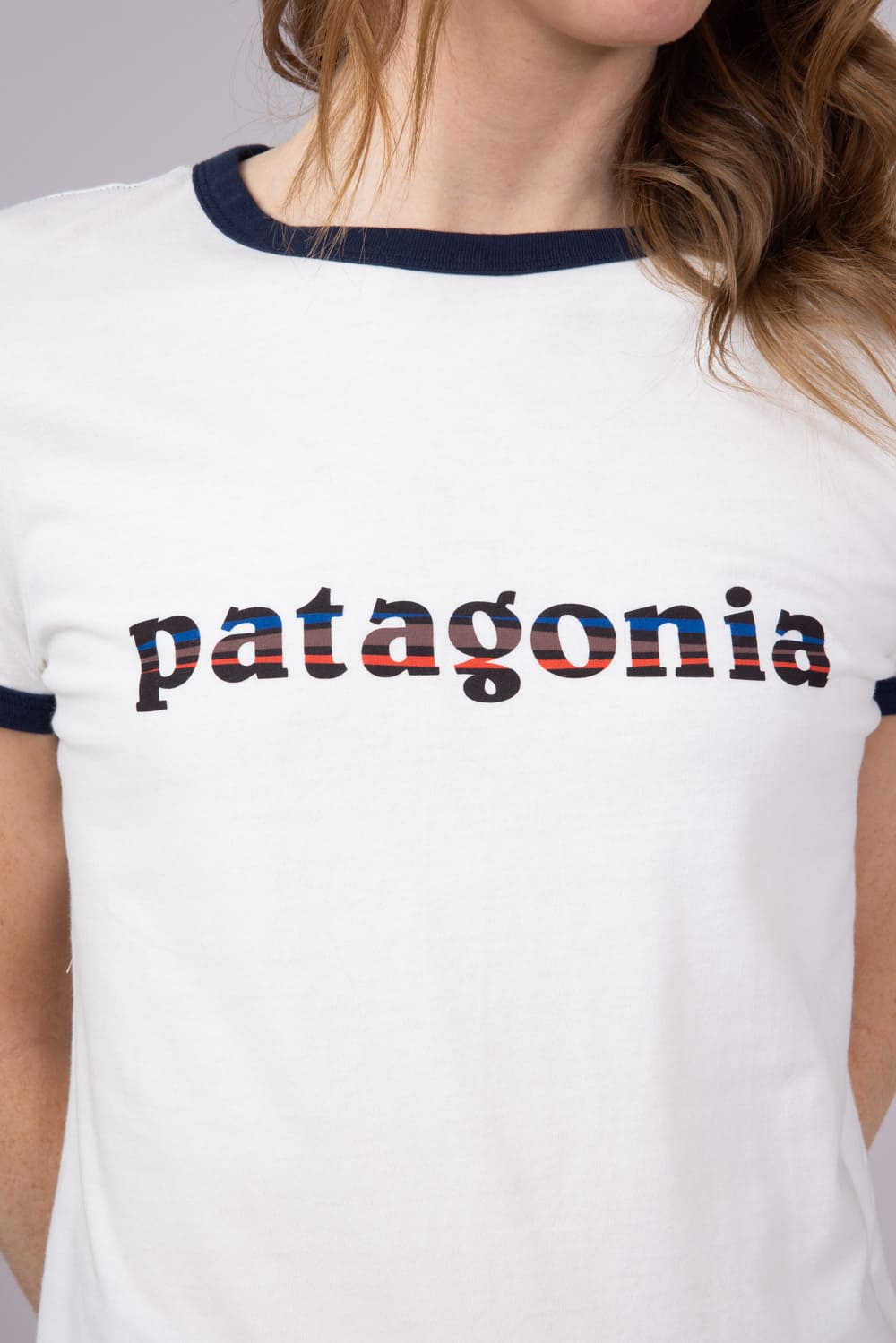 Patagonia Women’s ’73 Logo Ringer T-Shirt in Birch White | 37785-BCW