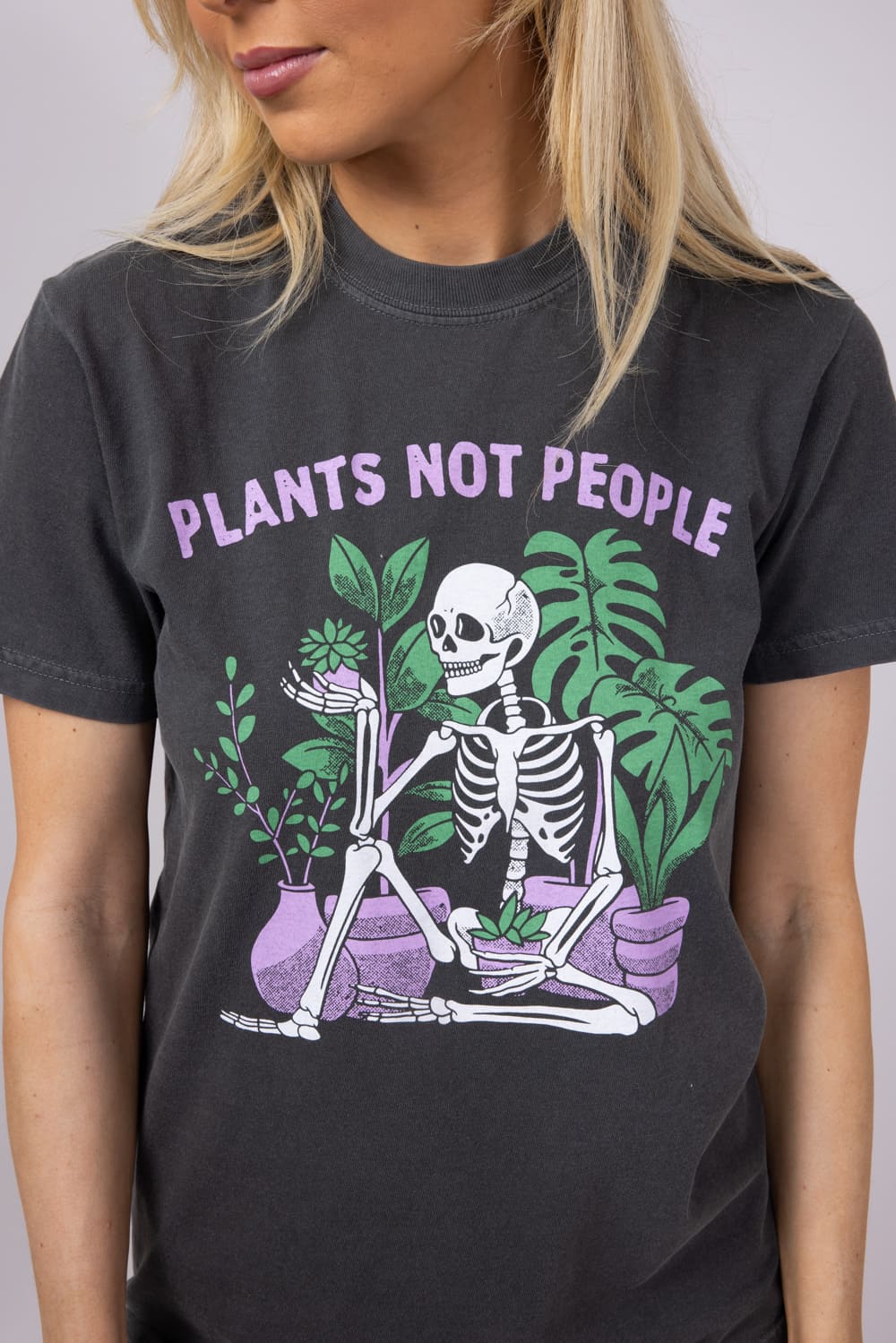 Plants Not People T-Shirt for Women in Black