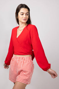Rokoko Open Back Tie Wrap Top for Women in Red