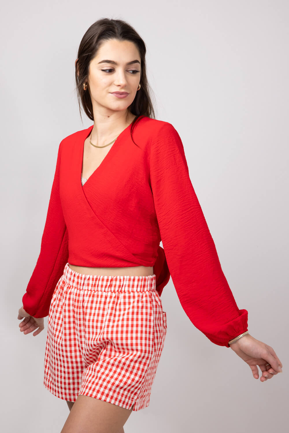 Rokoko Open Back Tie Wrap Top for Women in Red