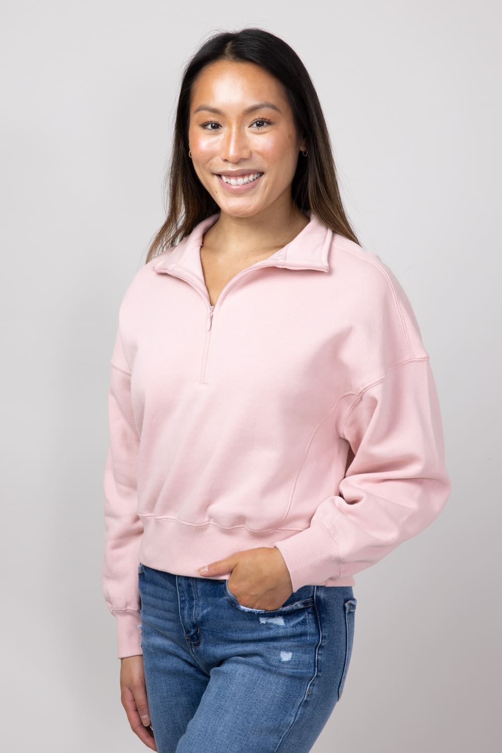Reflex ¼ Zip Johnny Collar Pullover for Women in Pink