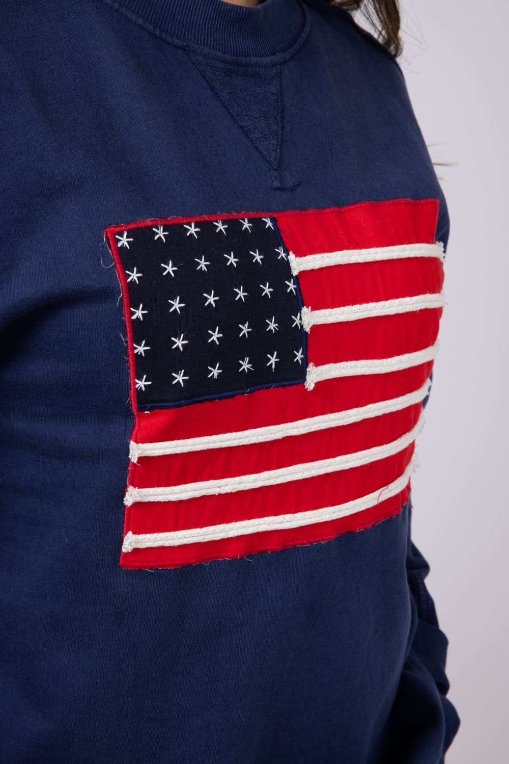 Simply Southern American Flag Oversized Sweatshirt for Women in Navy