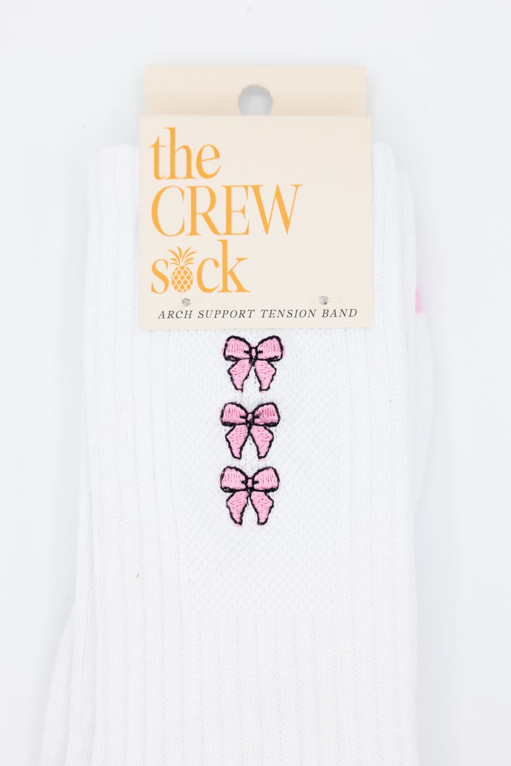 Simply Southern Embroidered Bow Crew Socks for Women in White