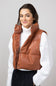 Simply Southern Faux Leather Cropped Puffer Vest for Women in Sepia