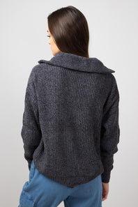 Simply Southern Quarter Zip Sweater for Women in Coal Grey