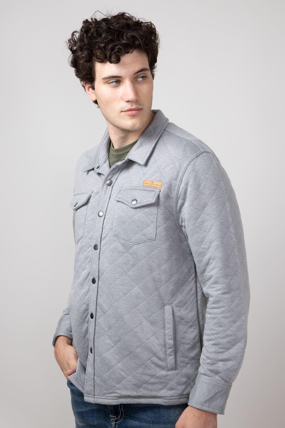 Simply Southern Quilted Shacket for Men in Ash