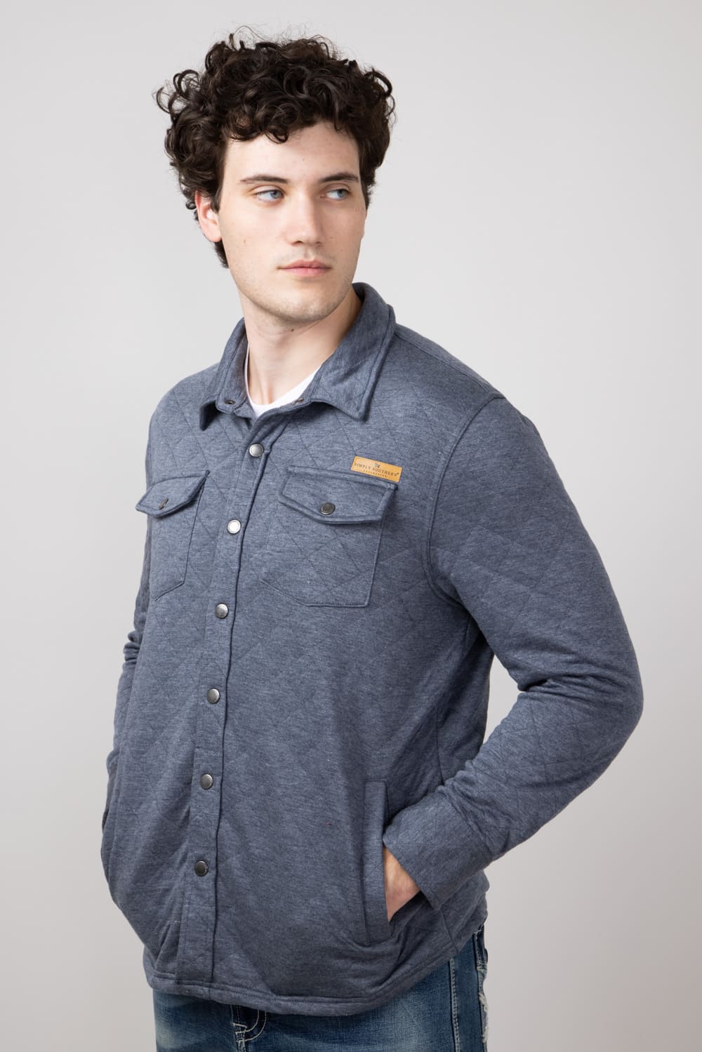 Simply Southern Quilted Shacket for Men in Slate