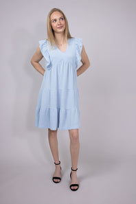 Womens Simply Southern Urban Rib Tiered Ruffle Dress for Women in Ice Blue