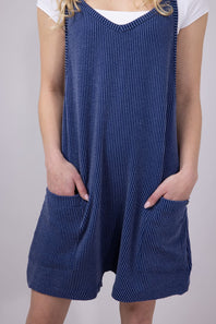 Simply Southern Urban Ribbed Knit Romper for Women in Navy