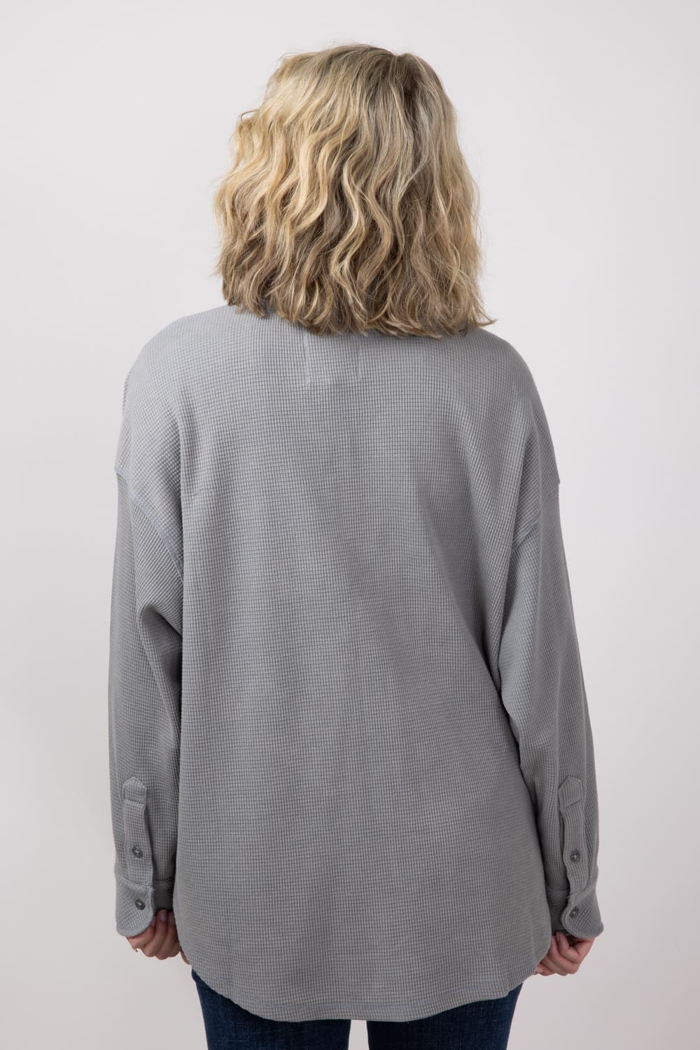 Simply Southern Waffle Knit Shacket for Women in Parchment Ash 