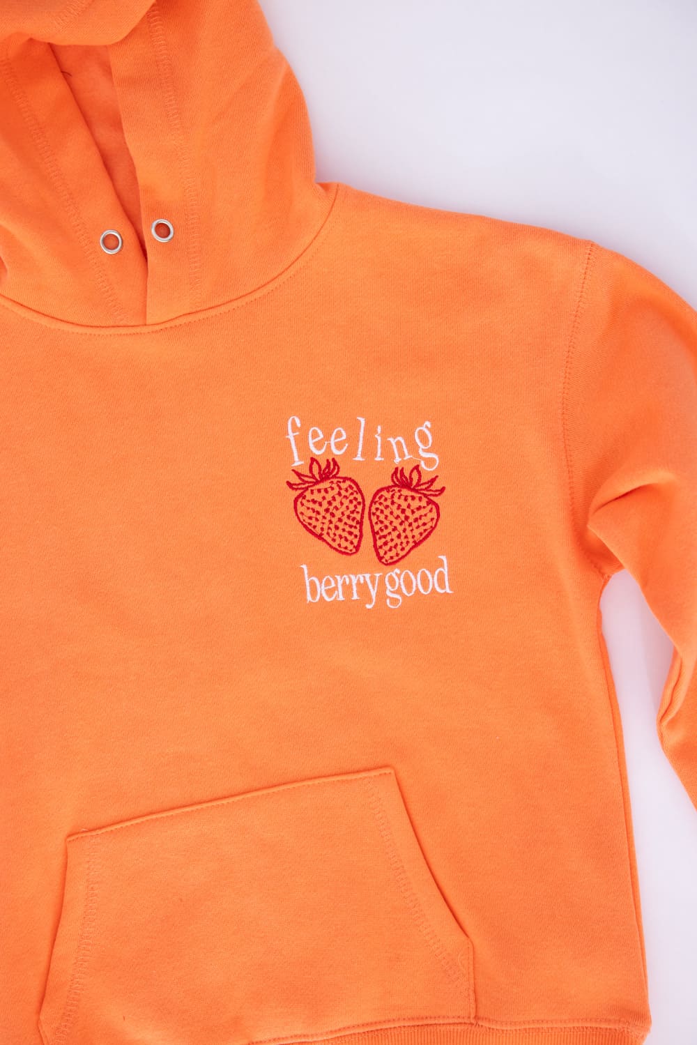 Kids Simply Southern Youth Embroidered Berry Good Hoodie for Girls in Orange