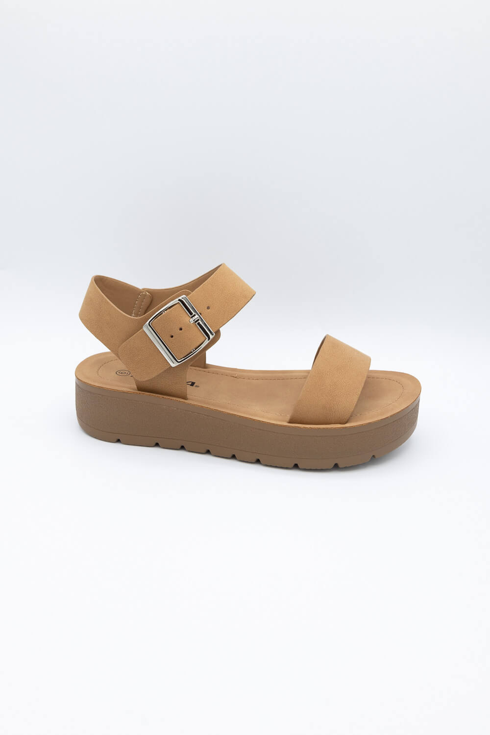 Soda Detect Band Ankle Strap Sandals for Women in Tan